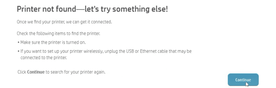 Printer Not Found During Setup