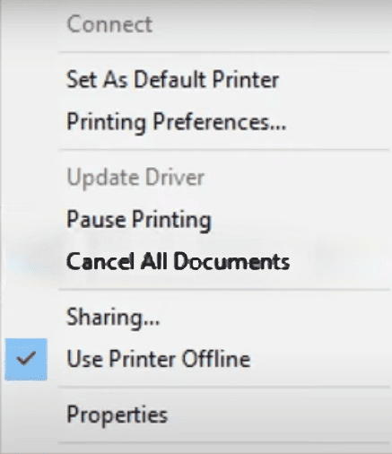 Check the “Use Printer Offline” Setting (Windows) Check the “Use Printer Offline” Setting (Windows)